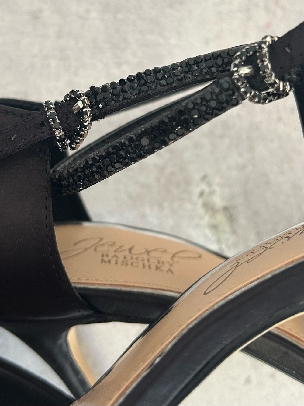 Jewel Badgley Mischka Collection Jailene Ankle Strap Stiletto, Black 7.5 - Picture 5 of 10